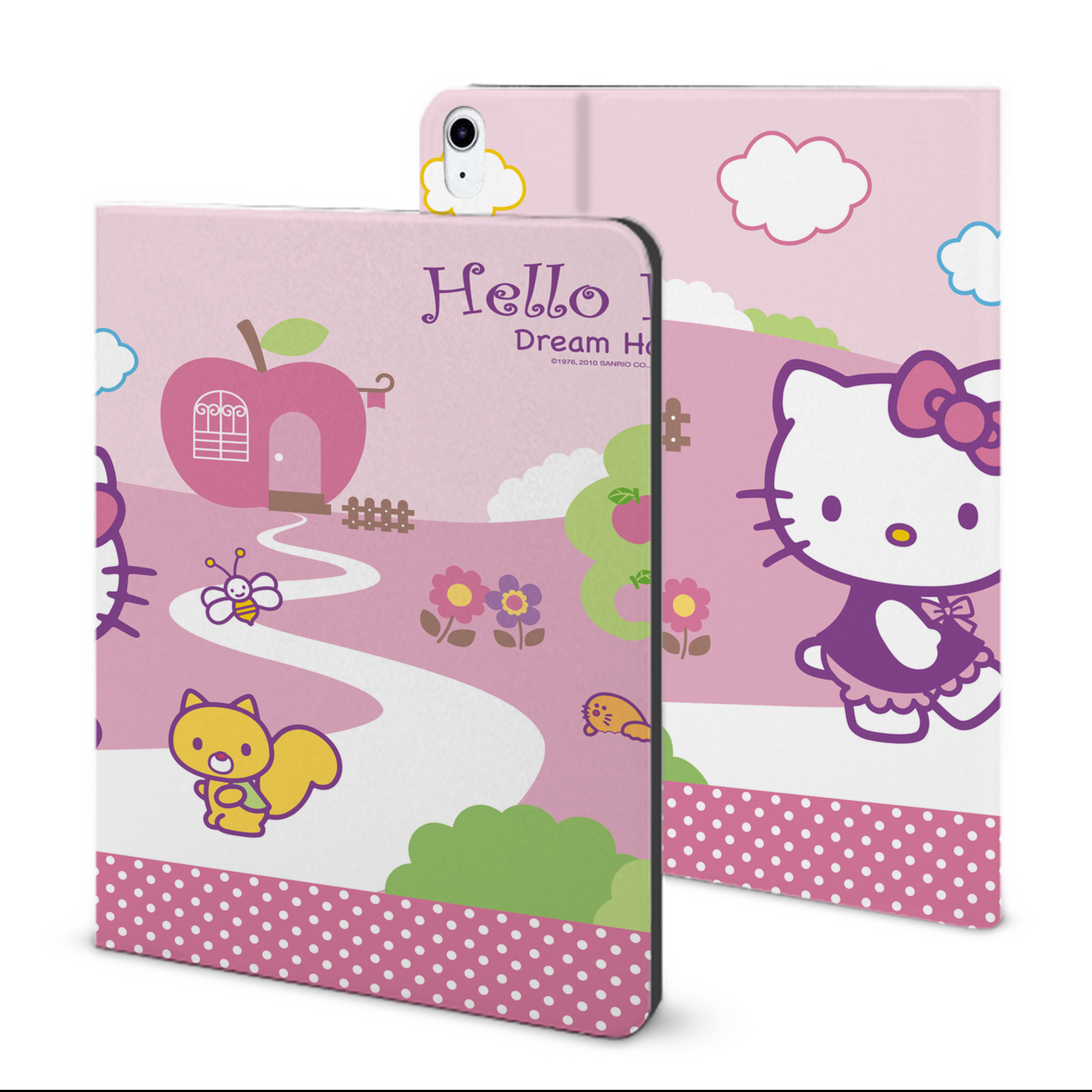 （画像用） Hello Kitty ハローキティ IPad ケース ブック型 PUレザー TPU 耐衝撃 軽量 薄型 ペン収納なし 全面保護 IPad 各モデル対応